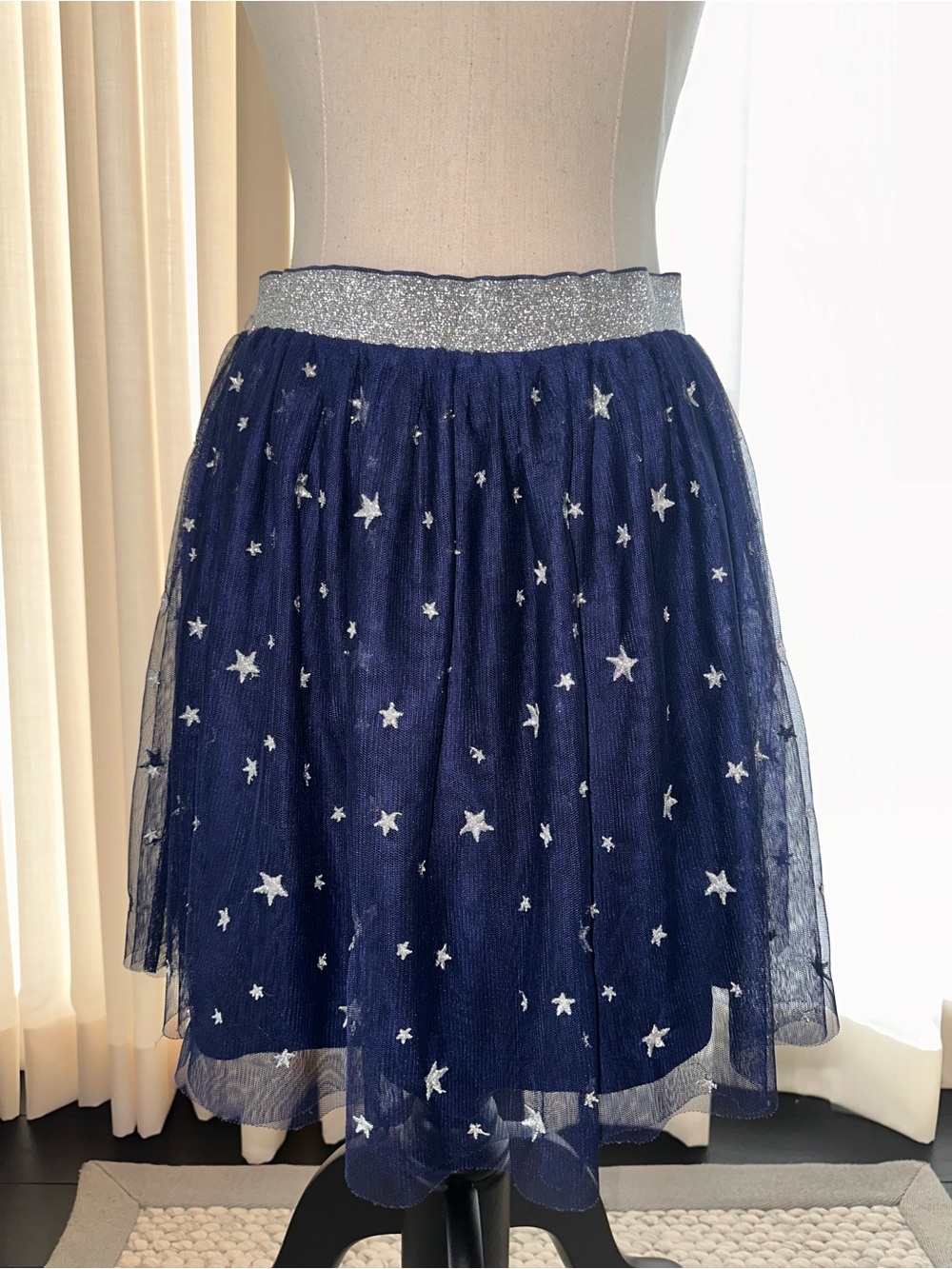 Hanna Andersson Navy Tulle Skirt with Silver Star Waistband